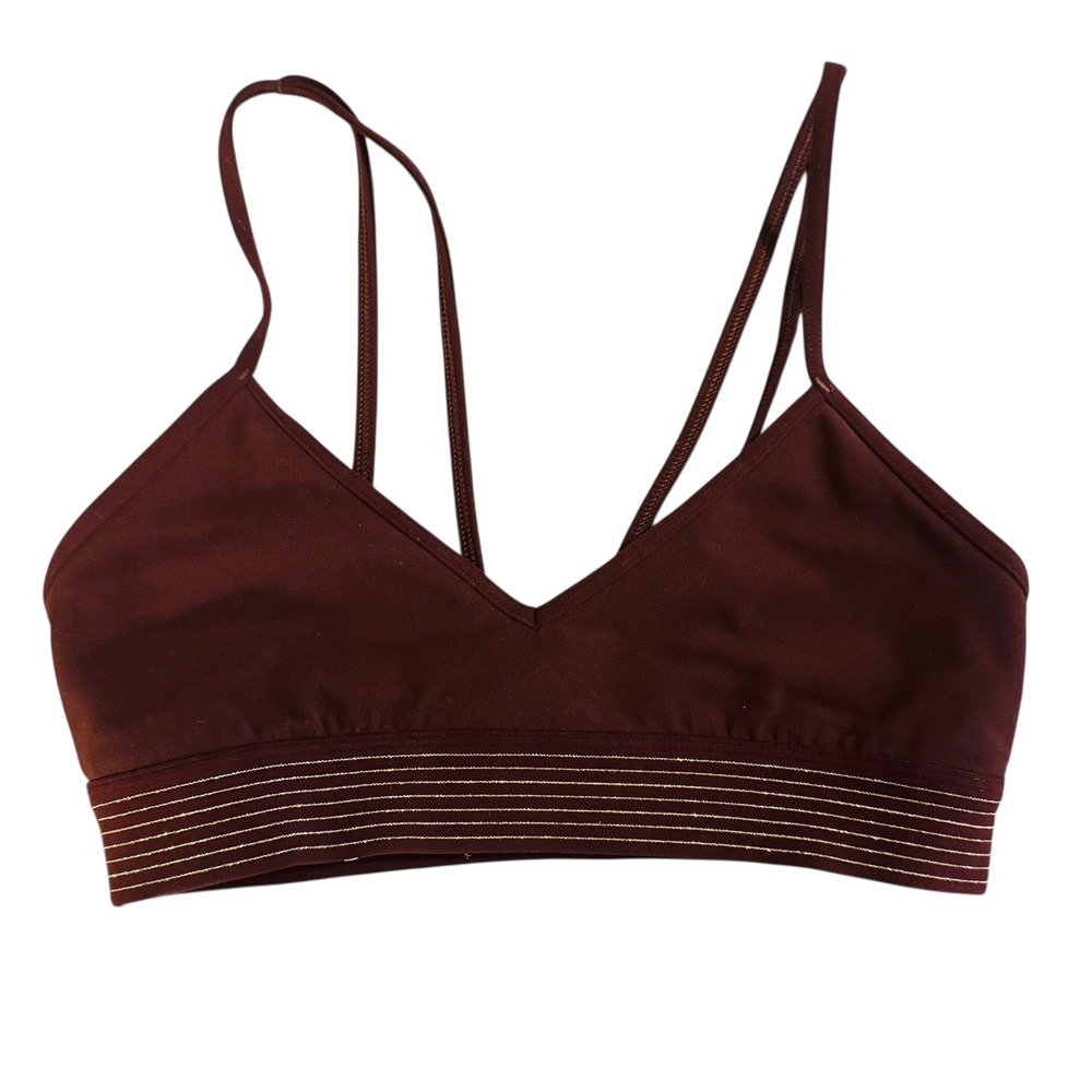 Lululemon‎ Principal Dancer Golden Bralette Midnight Maroon Bra Brown Strappy 4